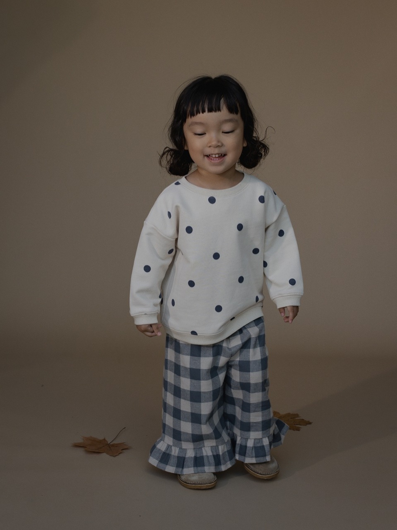 ORGANIC ZOO　Fog Blue Gingham Frill Culottes