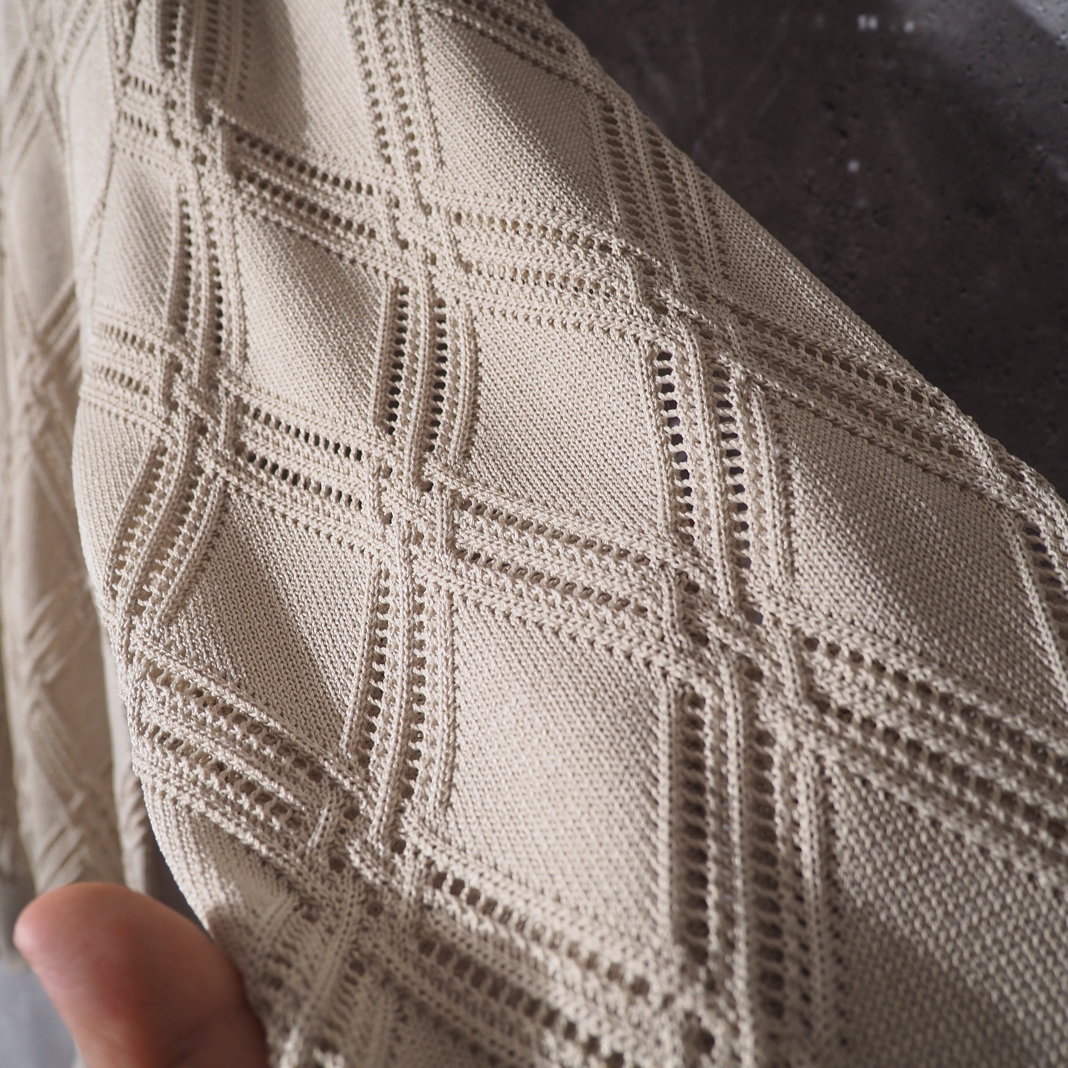 1990s Switching Mesh Embossed Vintage Loose Knit