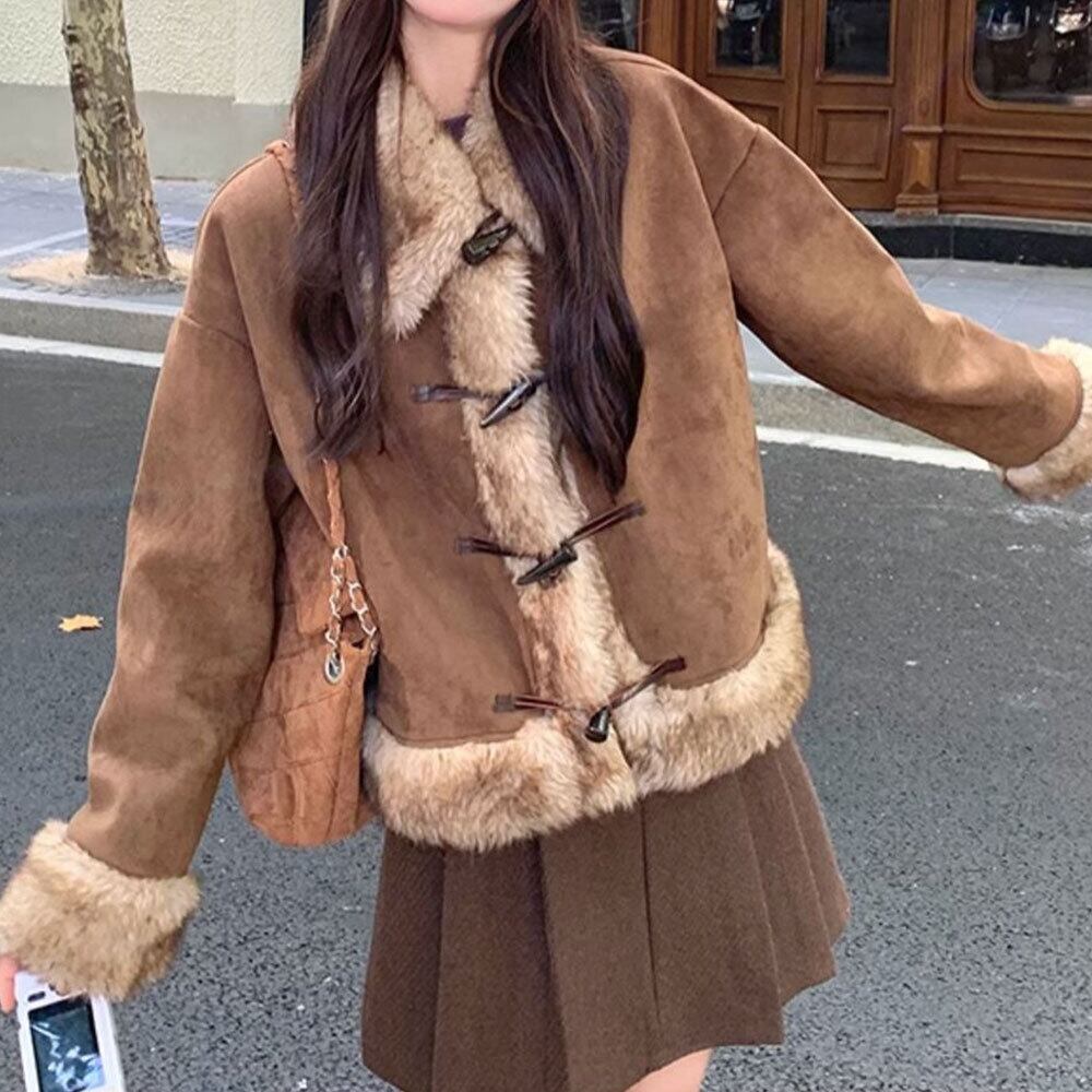 【送料無料】 ムートン ジャケット アウター レディース 秋冬 韓国 防寒 防風 保温 暖かい おしゃれ 大人 かわいい きれいめ スエードジャケット フェイクムートン ブルゾン ゆったり 大人可愛い 大人女子