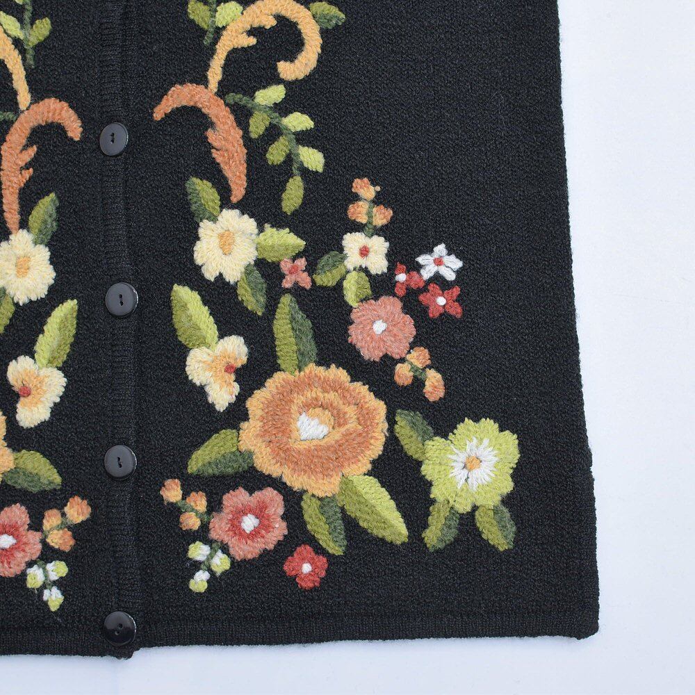 German Vtg 90s～ RDALLCOROMA フラワー 刺繍デザイン ニット 