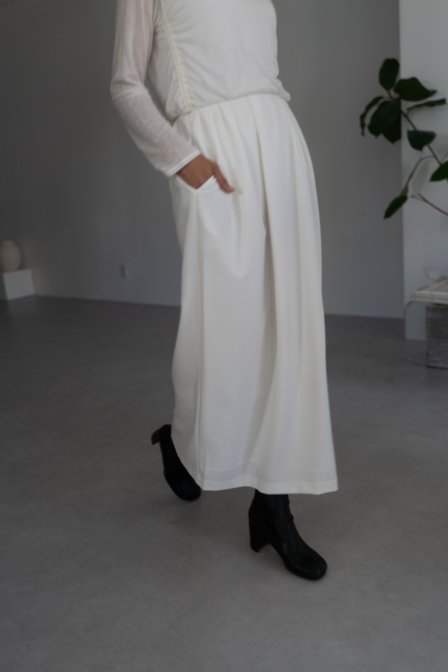 WAIST DESIGN TUCK SKIRT（WHITE）