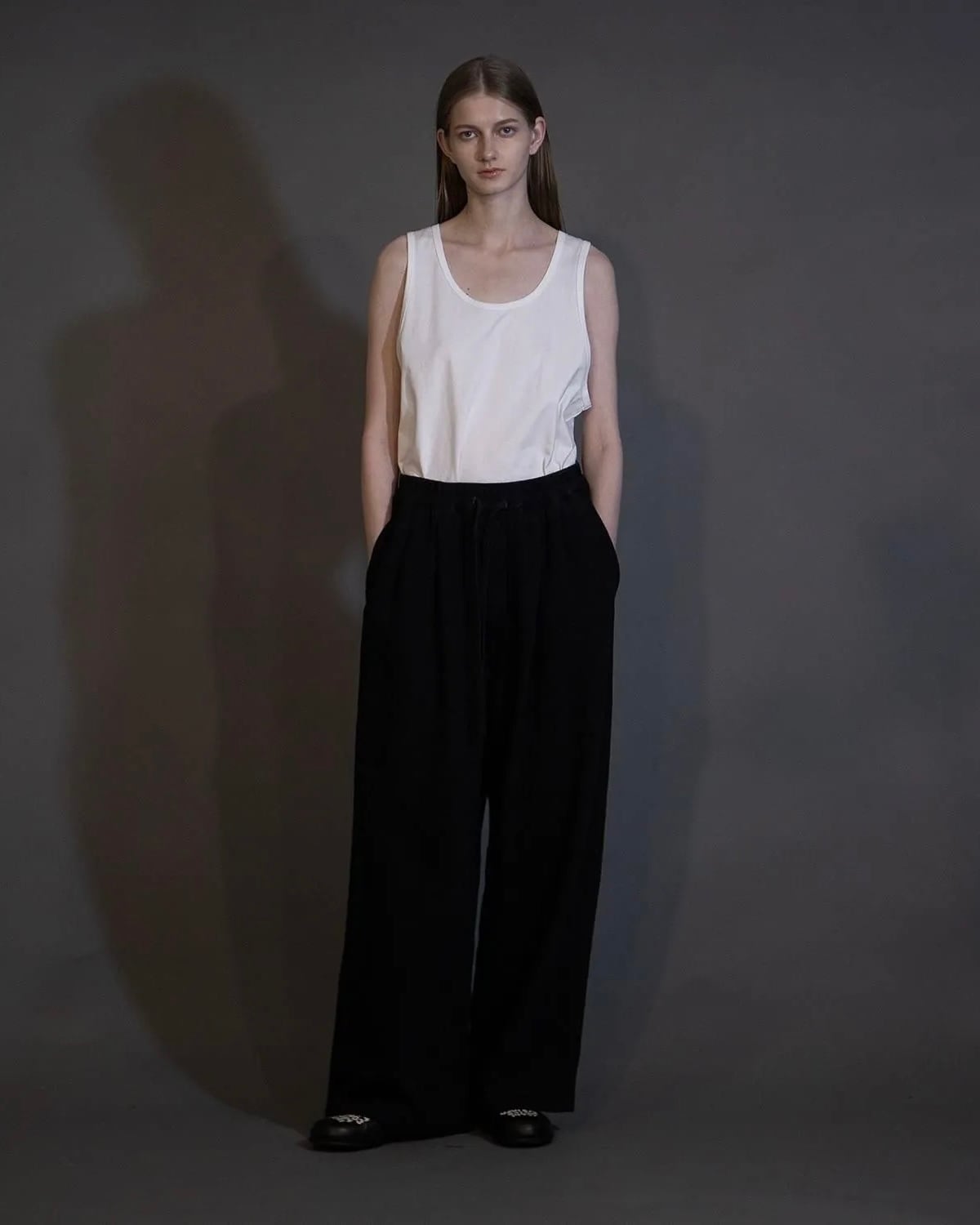 my beautiful landlet SOFT DENIM WIDE EASY PANTS BLACK | nua