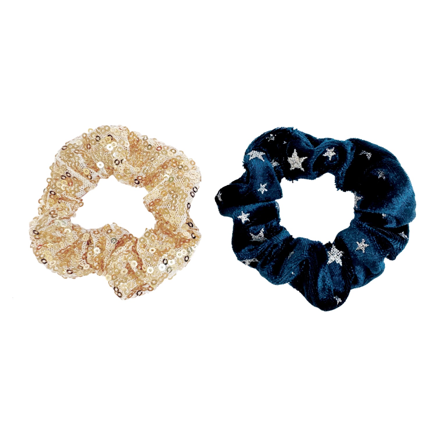 H2040B-Midnight Star Sequin Scrunchies-BLUE