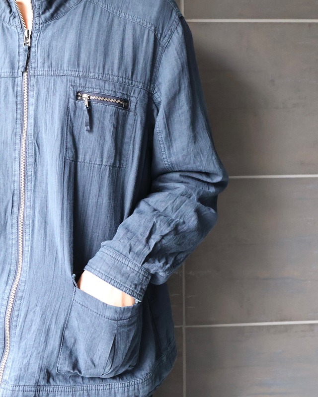 zip up linen blouson