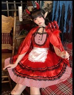 予約 コスプレ服 赤ずきん風 小悪魔 ワンピース レディース 衣装 セクシー キュート フード付き ハロウィン 仮装 パーティー イベント 撮影会 童話キャラ なりきりコスチューム ダークレッド ブラック系 小悪魔風アレンジ ミニスカート hw2113