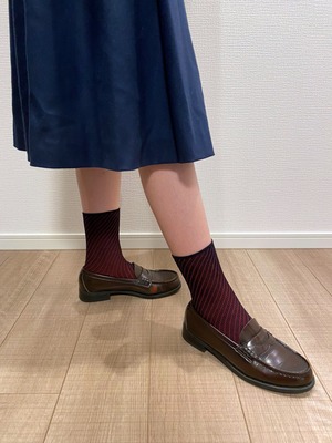 TWIST CHAMBRAY SOCKS【 red 】