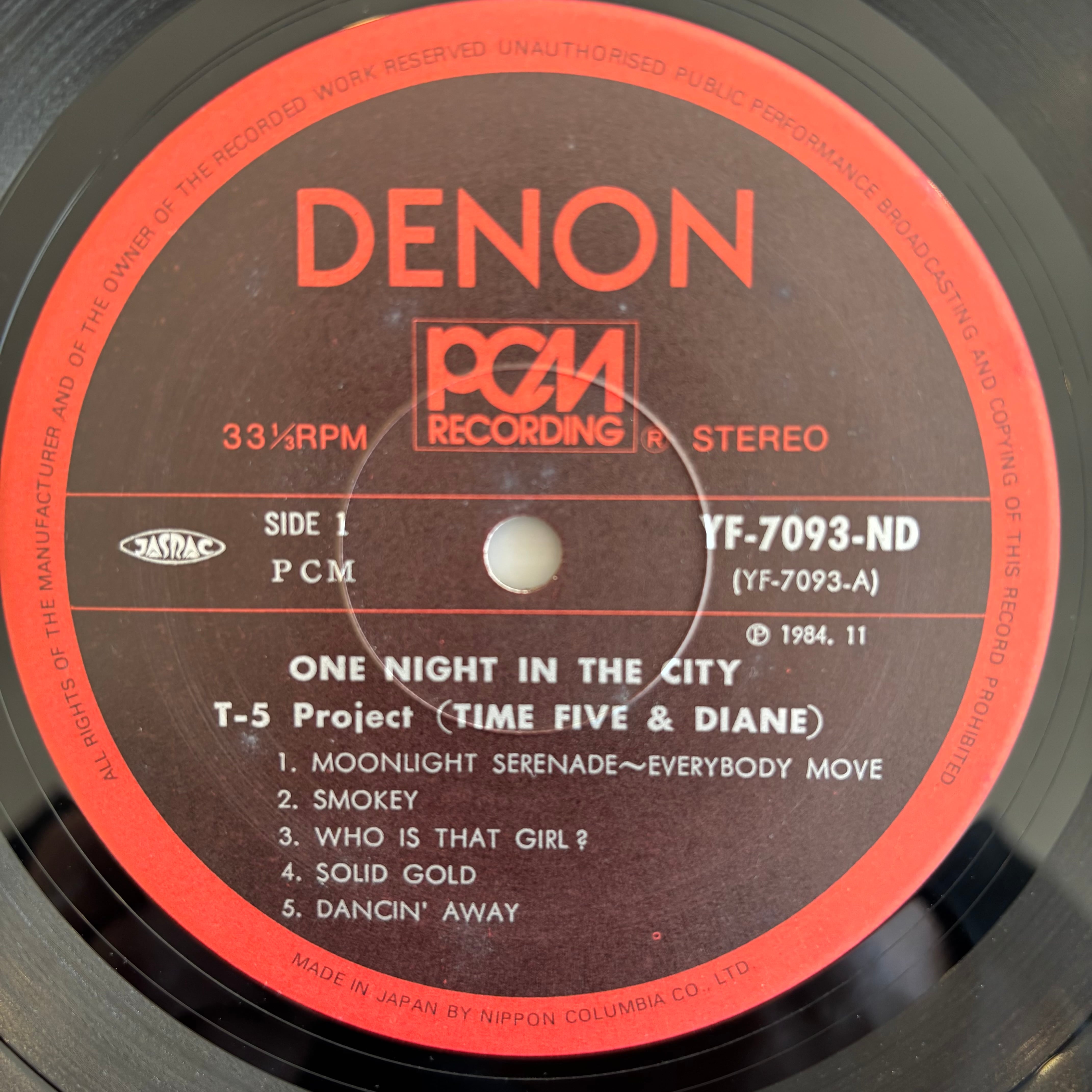 T-5 PROJECT / ONE NIGHT IN THE CITY | PASSTIME RECORDS / パス