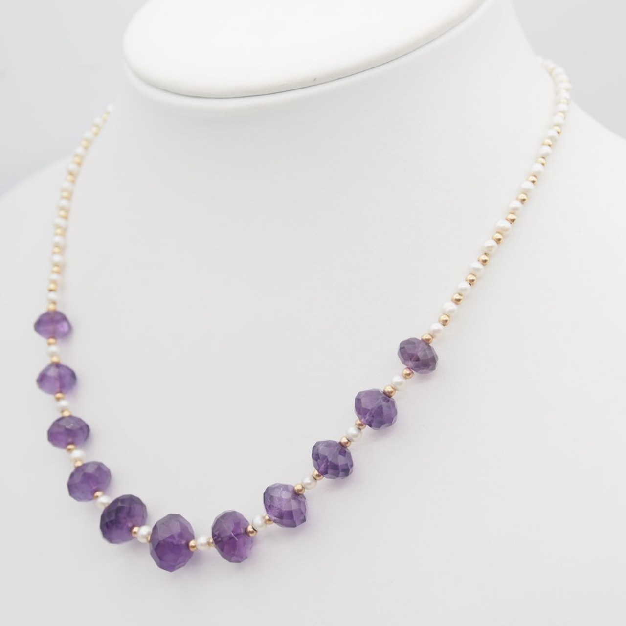 U557 アメジスト 淡水真珠 パール SILVER刻印 ネックレス ゴールド  