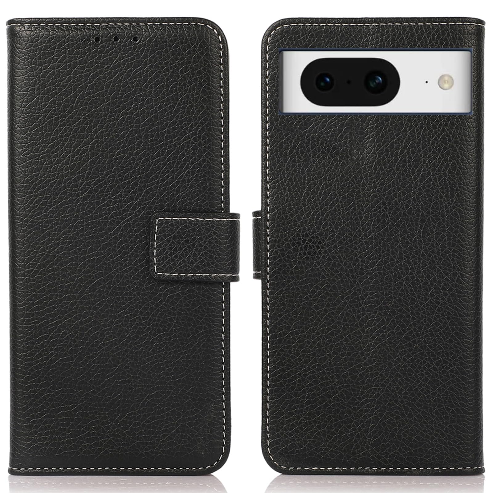 for Google Pixel 8 ケース 手帳型 ピクセル 8 財布型 高級PUレザー カード収納 大容量 3枚 横置きスタンド機能 耐衝撃 全面保護 ブラック Rureu01