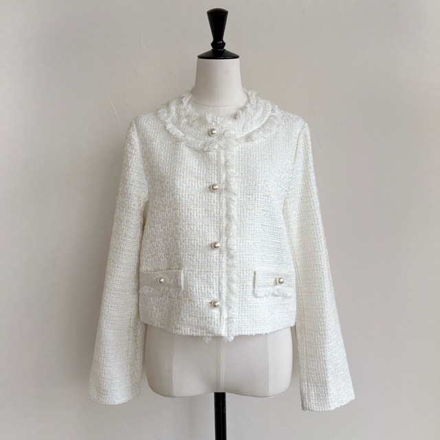 〈SELECT〉パールボタンツイードジャケット 907240