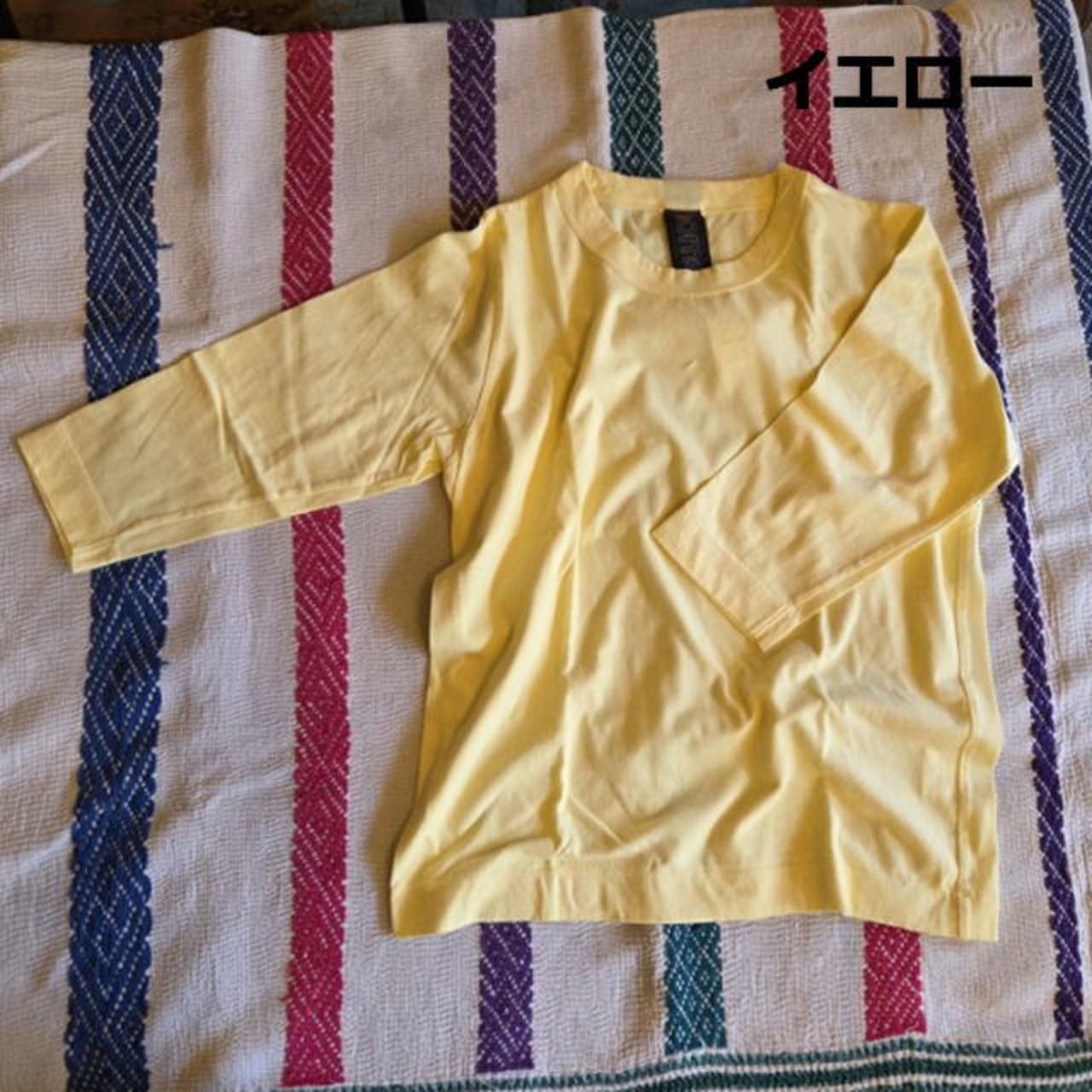 homspun 　ホームスパン　天竺七分袖Tシャツ　全６色　サラシ　イエロー　ブラック　カーキ　ライム　ダークグリーン　　カットソー　定番　ベーシック　インナー　七分袖　日本製