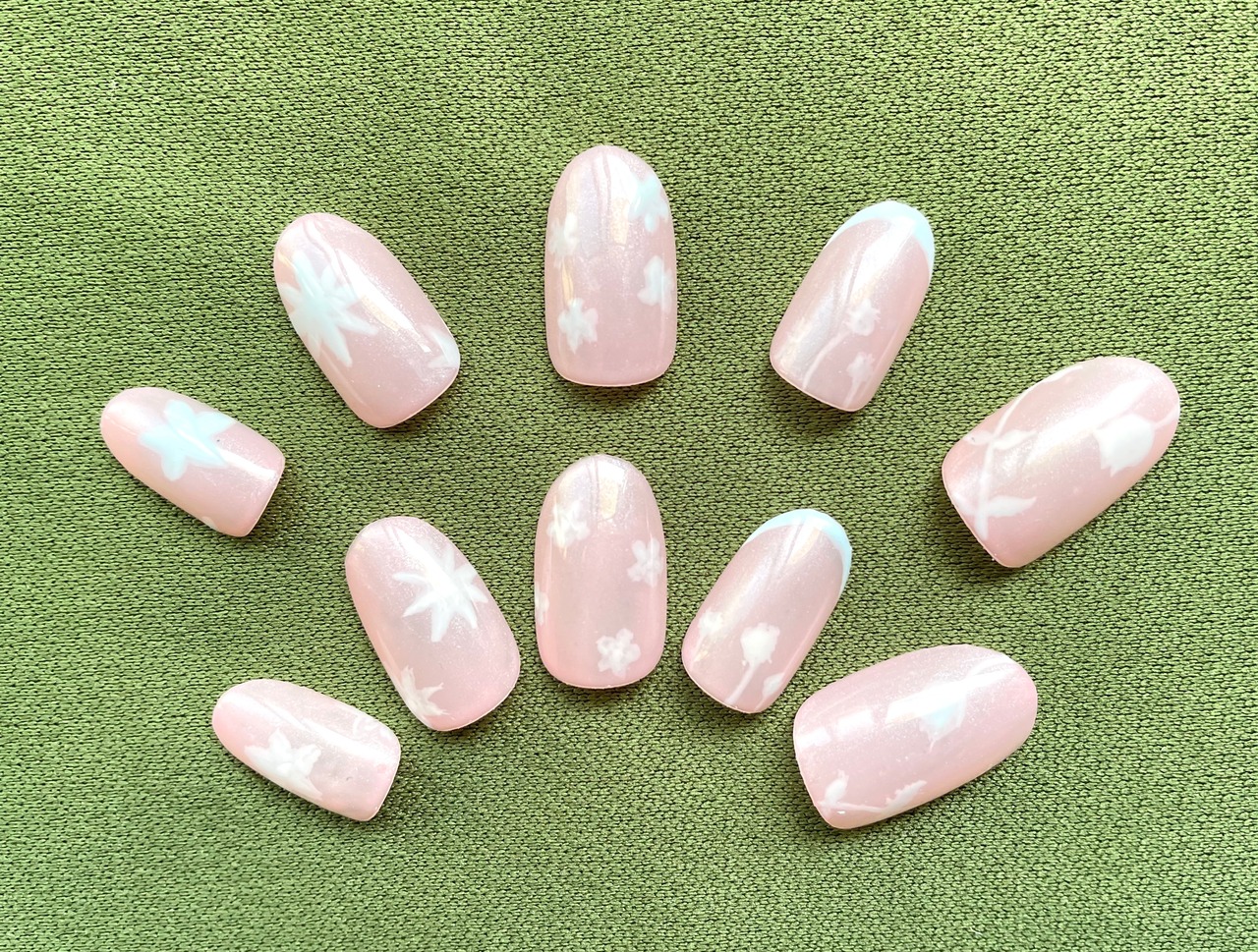 オーダーメイド ネイルチップ 春ネイル 桜ネイル ニュアンスネイル 