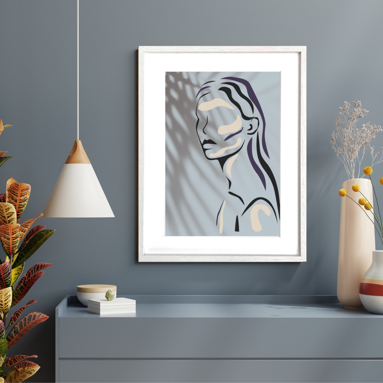 Komorebi and Me｜光と影で女性を描く静謐なミニマルアートポスター｜大人の空間を上質に彩る洗練デザイン｜A2ポスター