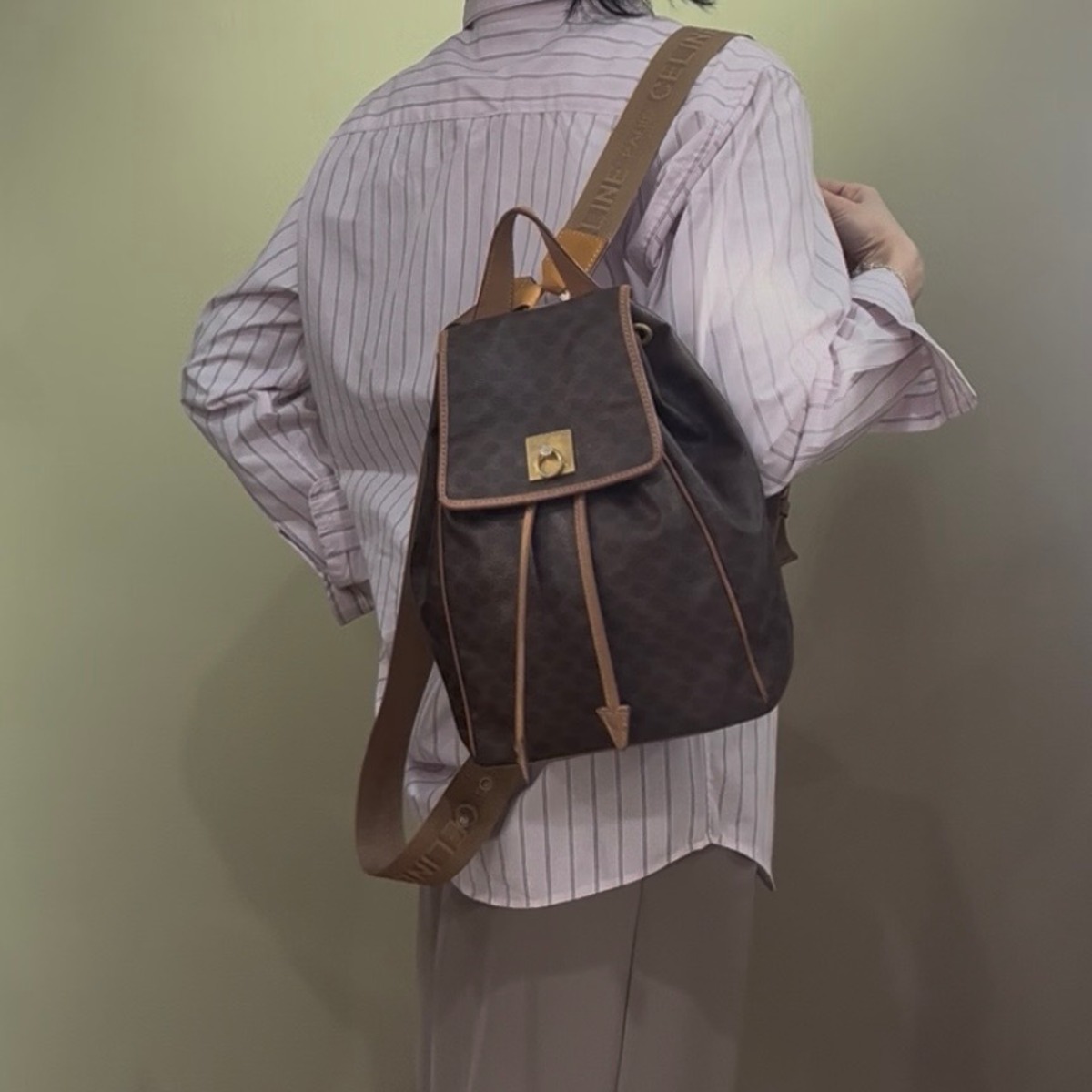 SALE 1148 【 CELINE 】OLD CELlNE セリーヌ 紐ロゴ マカダム デザイン 