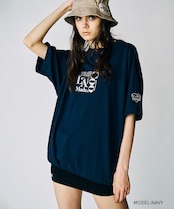 Dog & LOVERS プリントルーズTシャツ (NAVY) CQ-49012