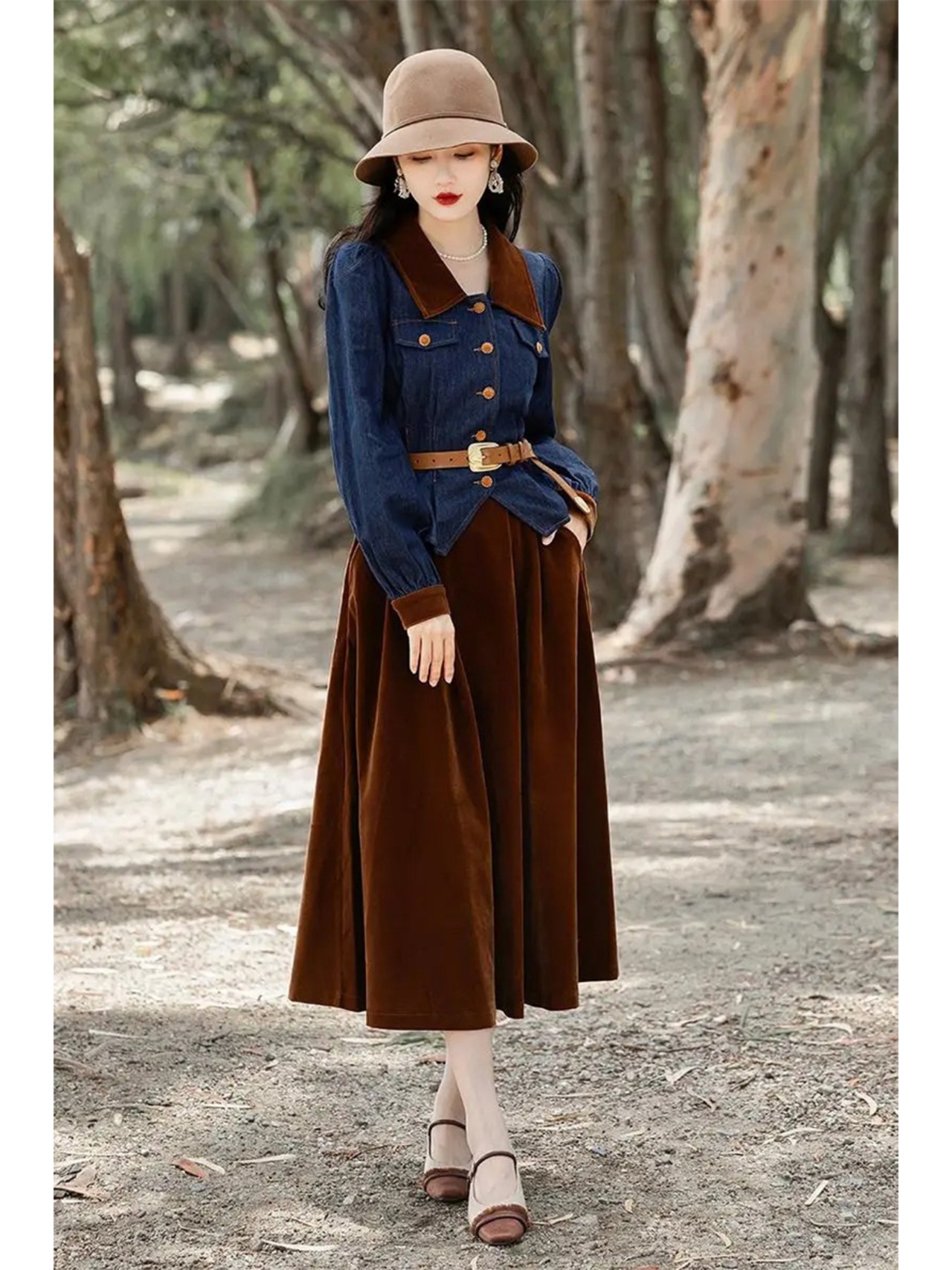 【0231】Vintage Denim Long Sleeve 2 Piece Set