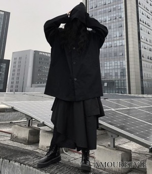 ロングシャツ シャツ 大きいサイズ オーバーサイズ 黒 ブラック 原宿 渋谷 ストリート オルチャン 韓国ファッション 1110 Amouretvie 韓国系 モード系 個性的ファッションの通販サイト