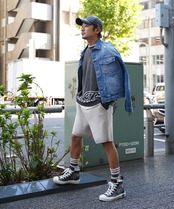 【#Re:room】BIG LOGO W JACQUARD CREW KNIT［REK130］