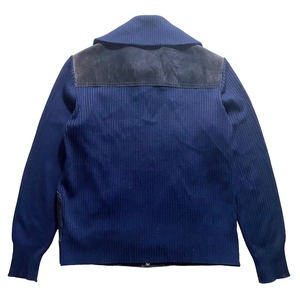 vintage nubuck switching zip-up knit made in Italy