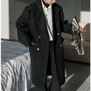 刺繍入りテーラードカラーコート C10352