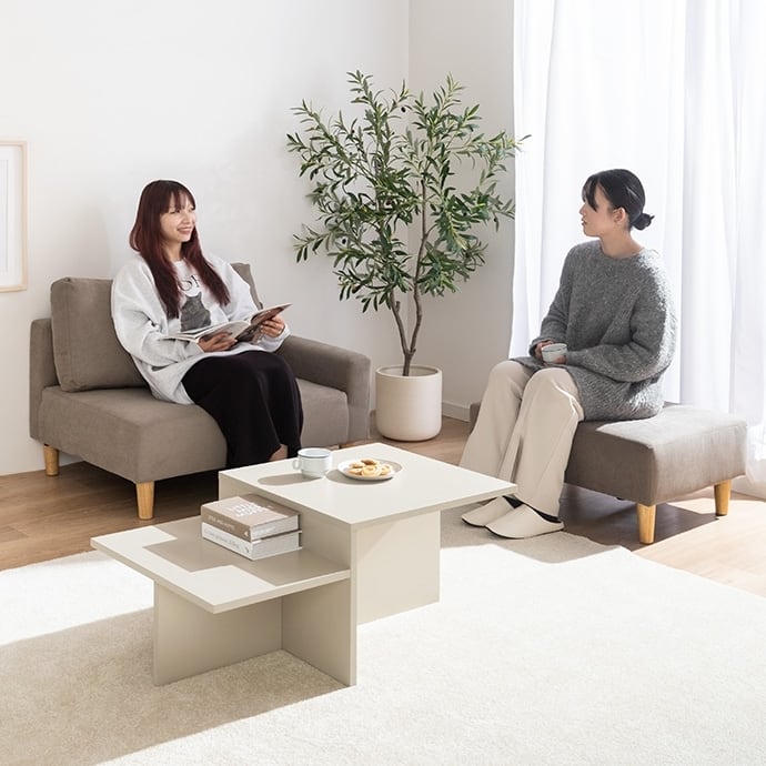 2点セット】Elara オットマン付きカウチソファ 選べる3色 | ZAKKA Hth