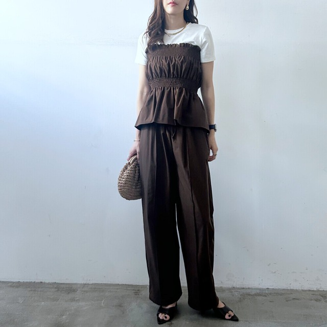 Water repellent drawstring wide pants