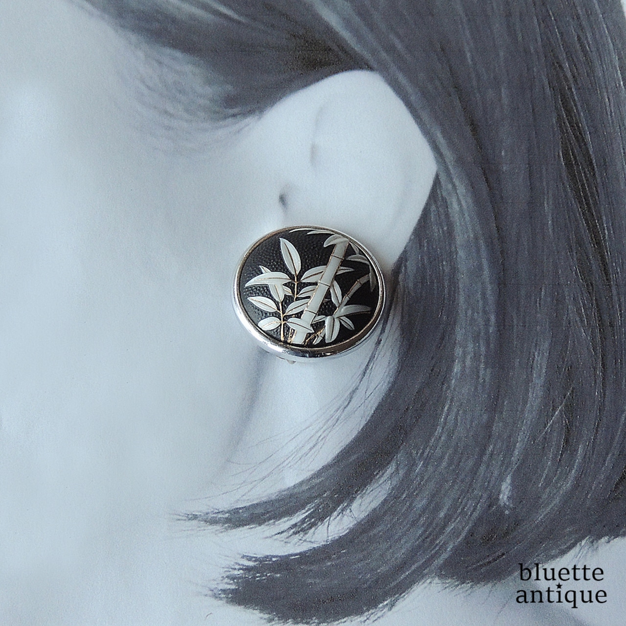 ヴィンテージ トシカネジュエリー 有田焼 竹文様 イヤリング