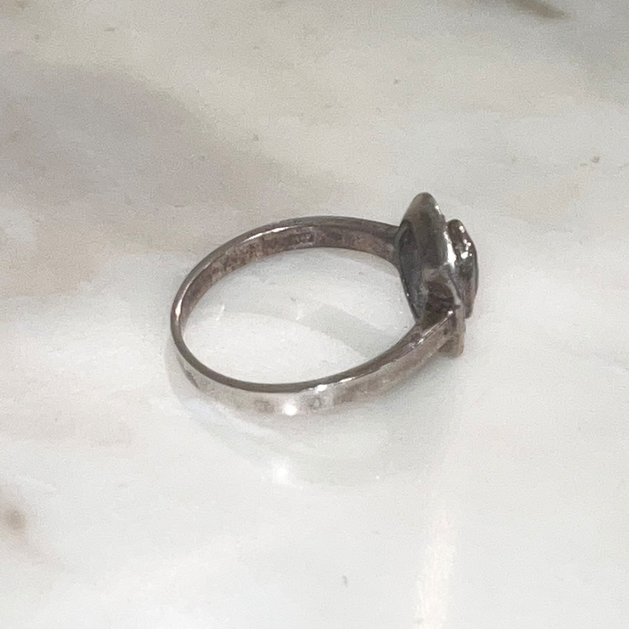 vintage silver red paste & marcasite ring