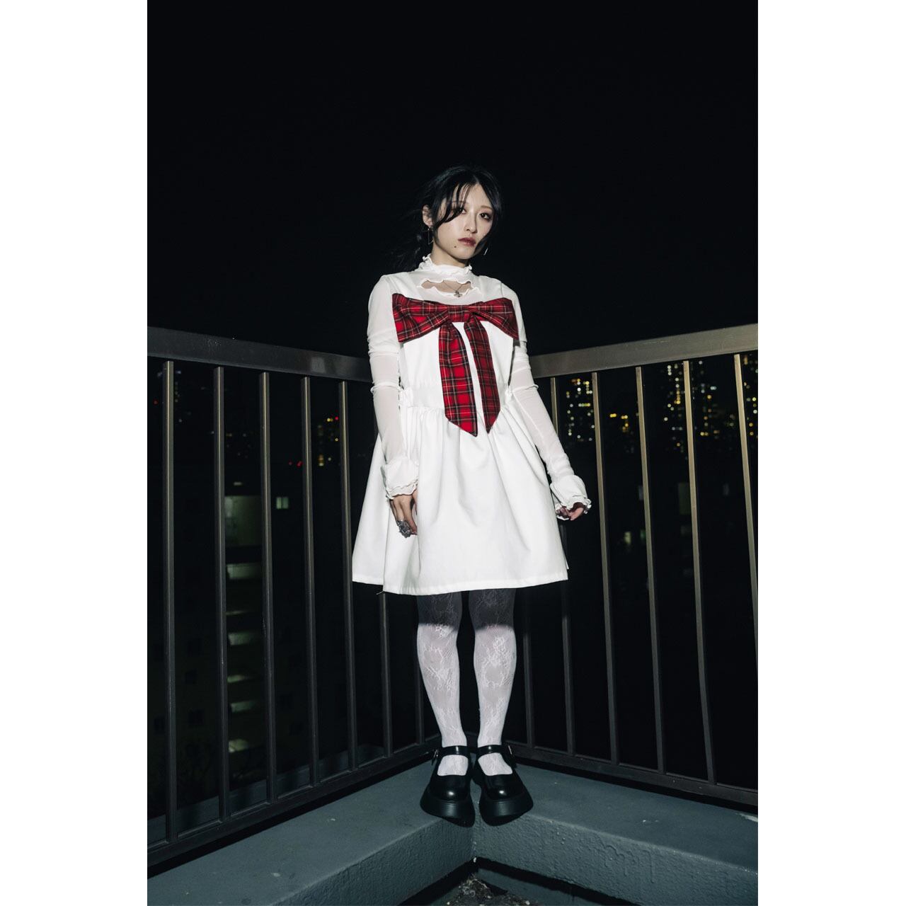 Front ribbon sleeveless onepiece (Color Ribbon / Short丈) | LITZY