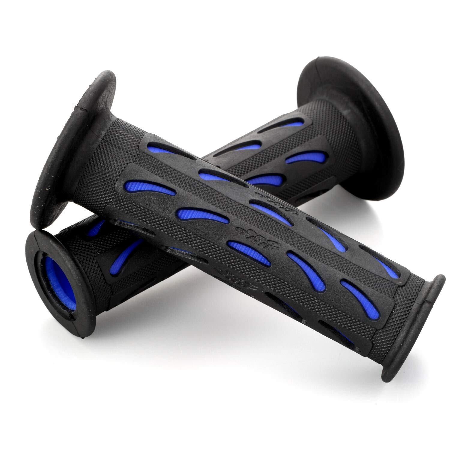 【特価処分】デイトナ(Daytona) PROGRIP(プログリップ) バイク用 グリップ ハンドル径φ22.2用 120mm 耐振ゲル エンド貫通 724タイプ ブルー 98065