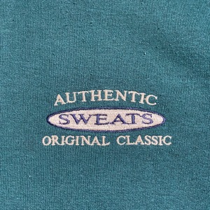 【Cuffy's of Cape Cod】ワンポイントロゴ 刺繍ロゴ ハーフジップ スウェット AUTHENTIC SWEATS ORIGINAL CLASSIC プルオーバー ディーグリーン チェック MEDIUM US古着