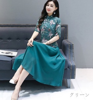 ★送料無料★L(11号）☆チャイナドレス風ブラウスとスカートのセットアップ(OPN5978) 