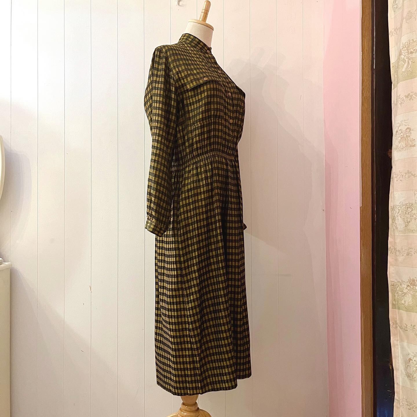 yellow black check one-piece