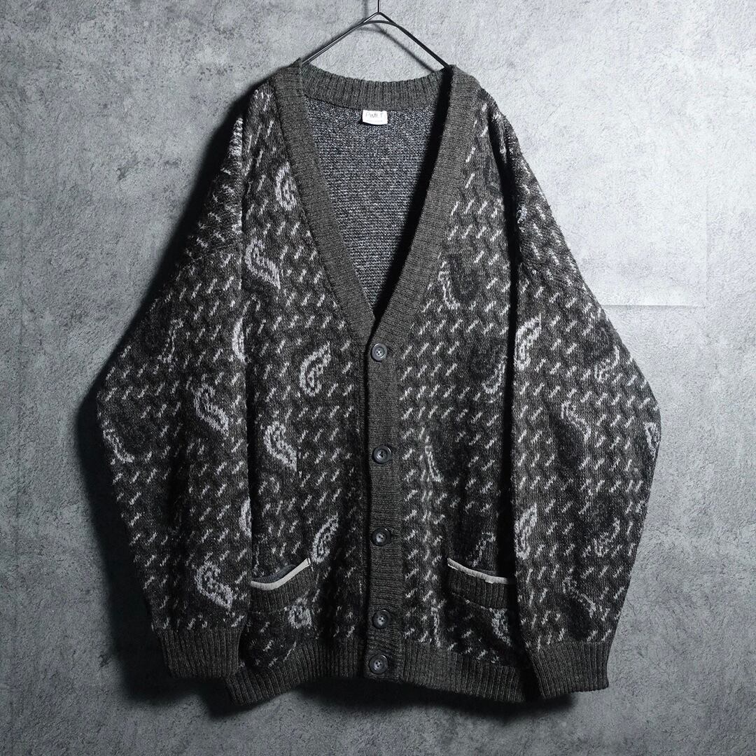 EURO Khaki Paisley Pattern Design Cardigan