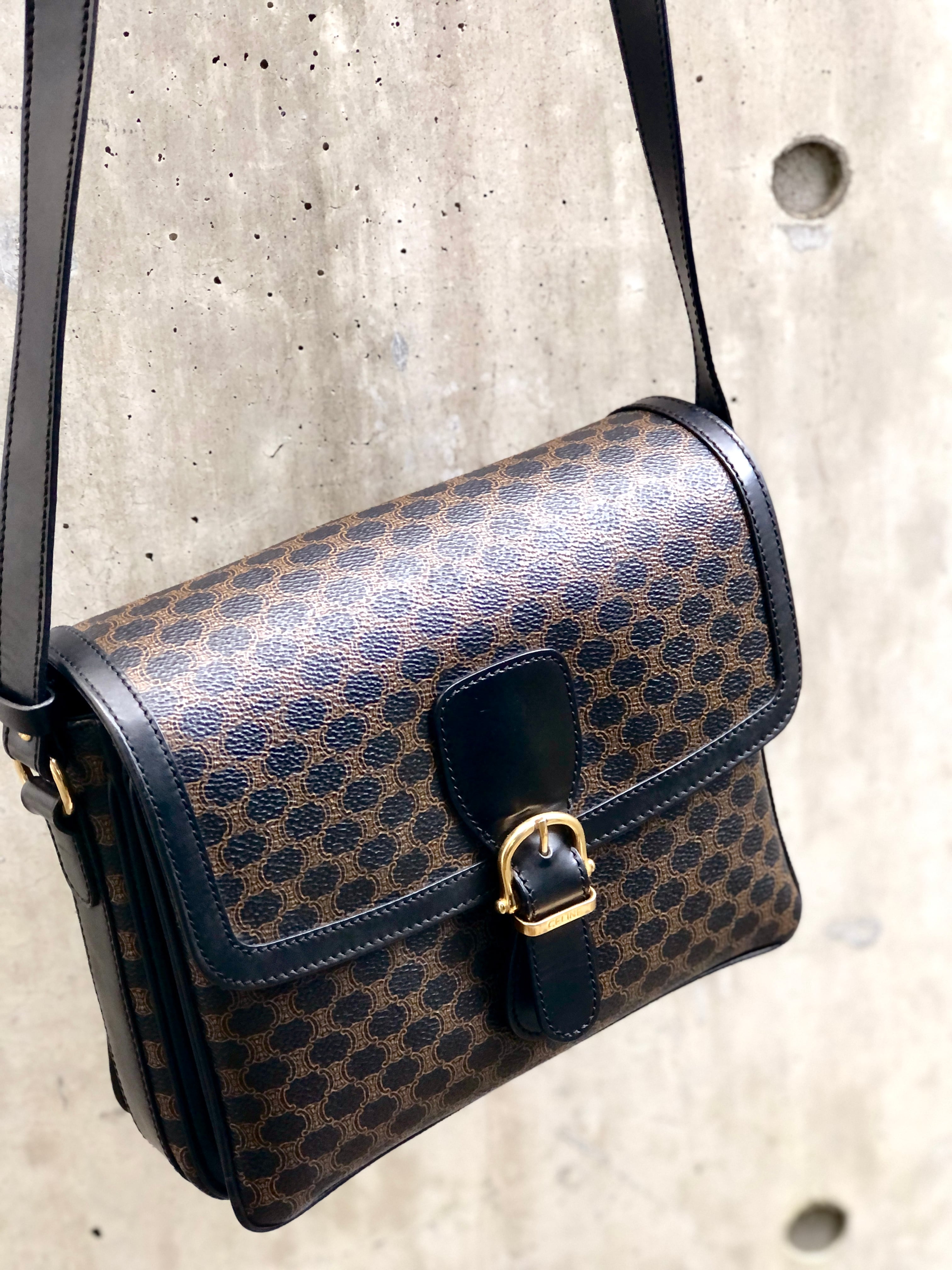 CELINE セリーヌ マカダム フロントベルト PVC×レザー ショルダー