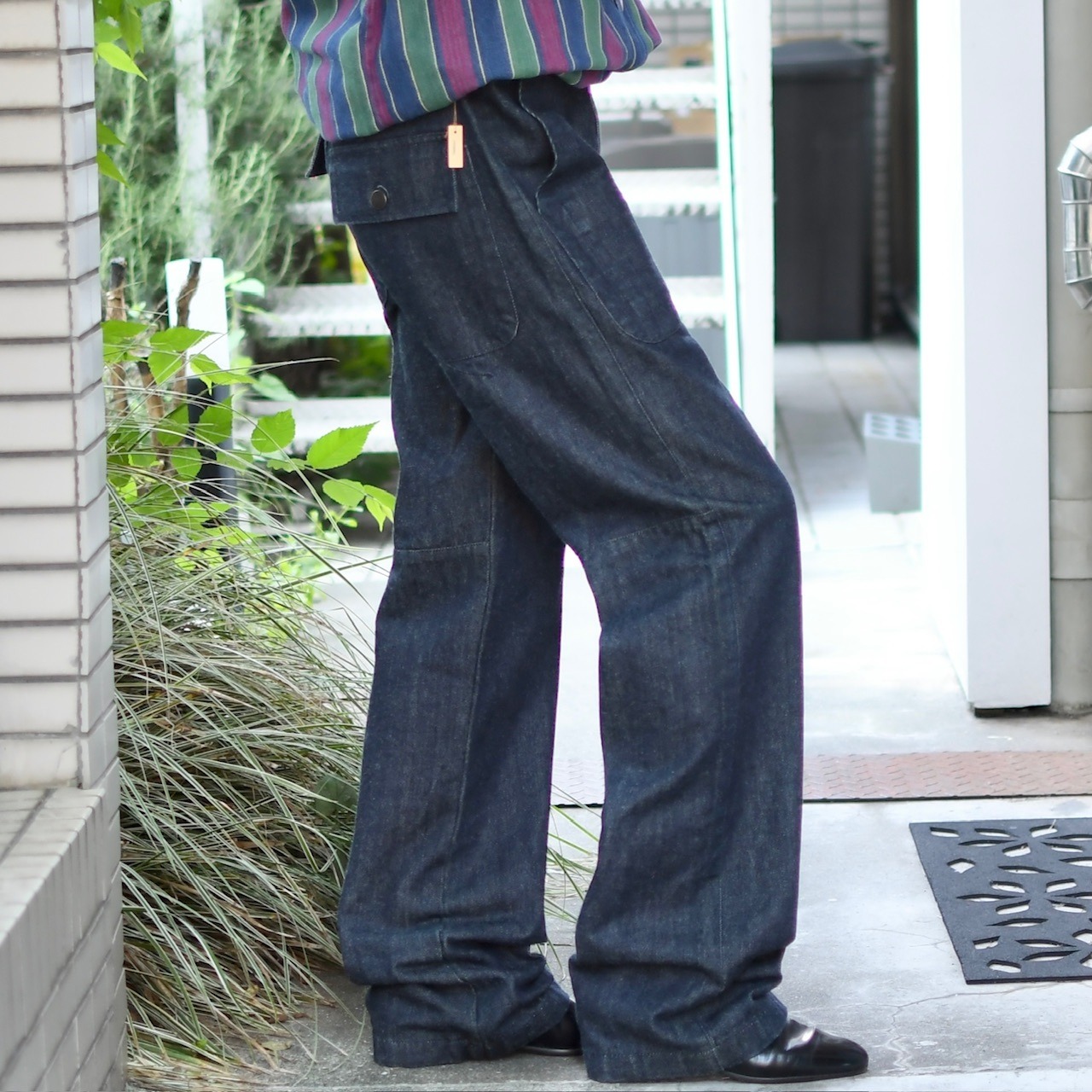baker pants type straight silhouette denim pants