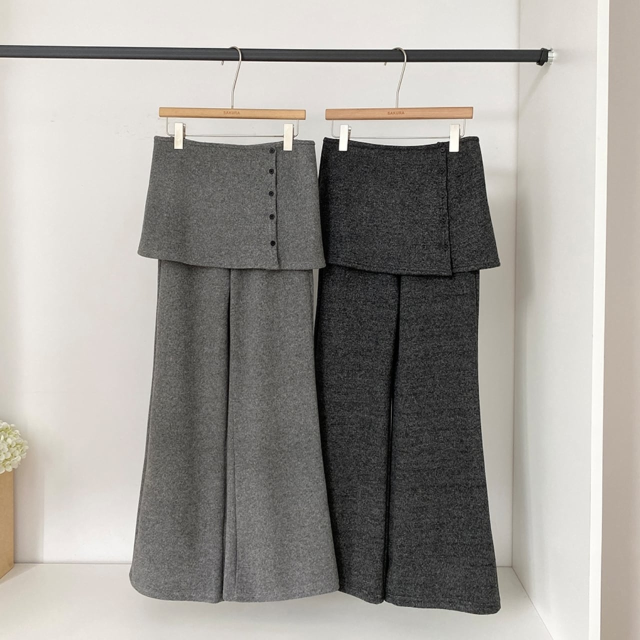 Skirt Overlay Wide Leg Pants 00993