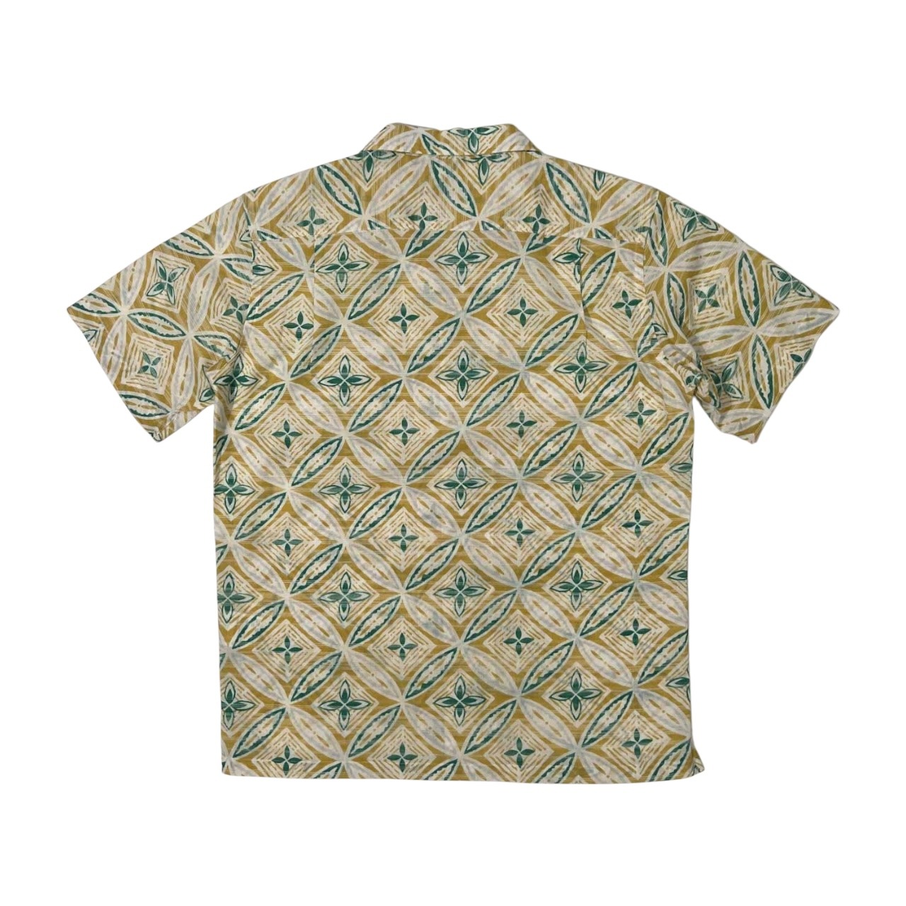 美品 Crocodile クロコダイル 総柄 オープンカラー 開襟 半袖 アロハシャツ サイズ M /メンズ/イエロベージュ×グリーン
