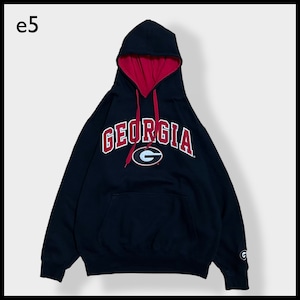 【e5】カレッジ GEORGIA ジョージア大学 刺繍ロゴ アーチロゴ パーカー スウェット フーディー hoodie M 黒 us古着