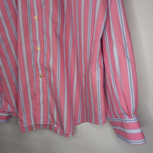 ノーティカ　防シワ　ストライプ　BDシャツ　ボタンダウン　長袖　刺繍ロゴ