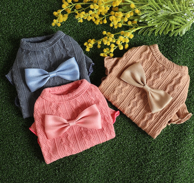 【SALE】 ribon knit 3color XS ~ XL / 犬の服 犬服 ペット洋服 ドッグウェア ペット用品 小型犬 中型犬 top51