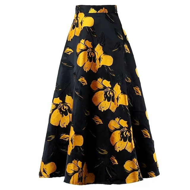 flower embroidery flare skirt