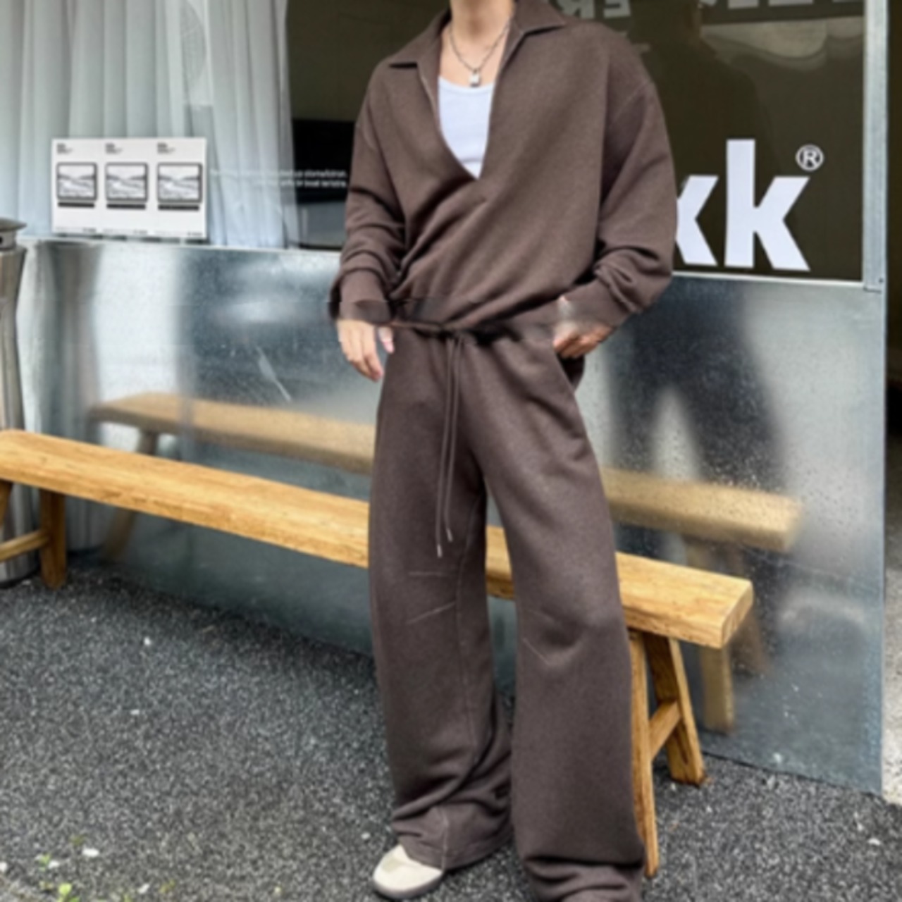 コーヒーカラースウェットパンツ（別売りでセットアップのトップスあり）　0858