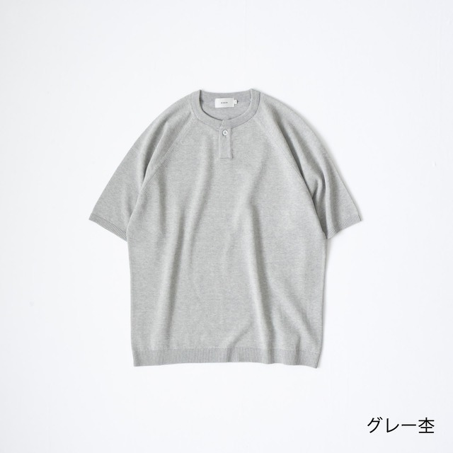 リネン RINEN 綿ナイロン天竺編み 半袖ラグランヘンリーネック(R19582)全4色
