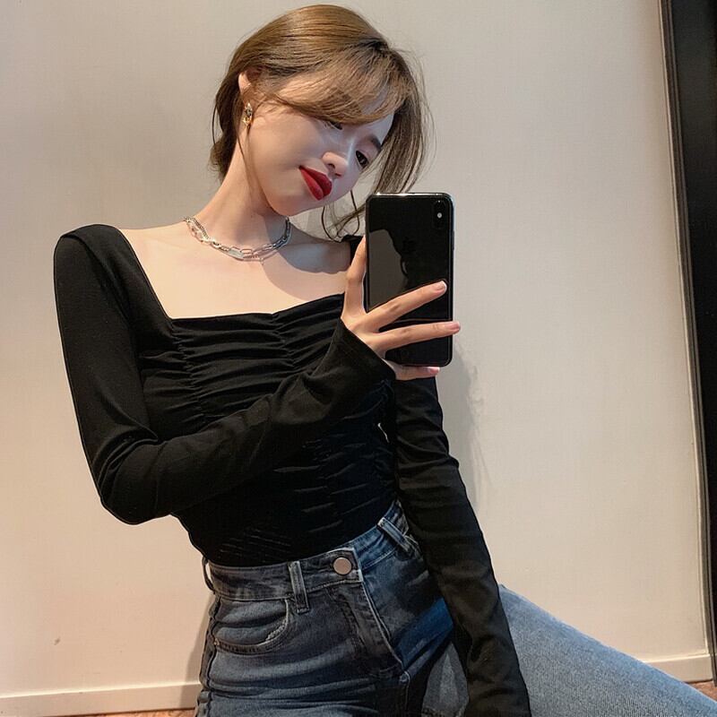 Tシャツ シャツ 薄手オータムウィンタースタイルトップス ロング 秋物 冬物 スクウェア ガールズファッション80049100084