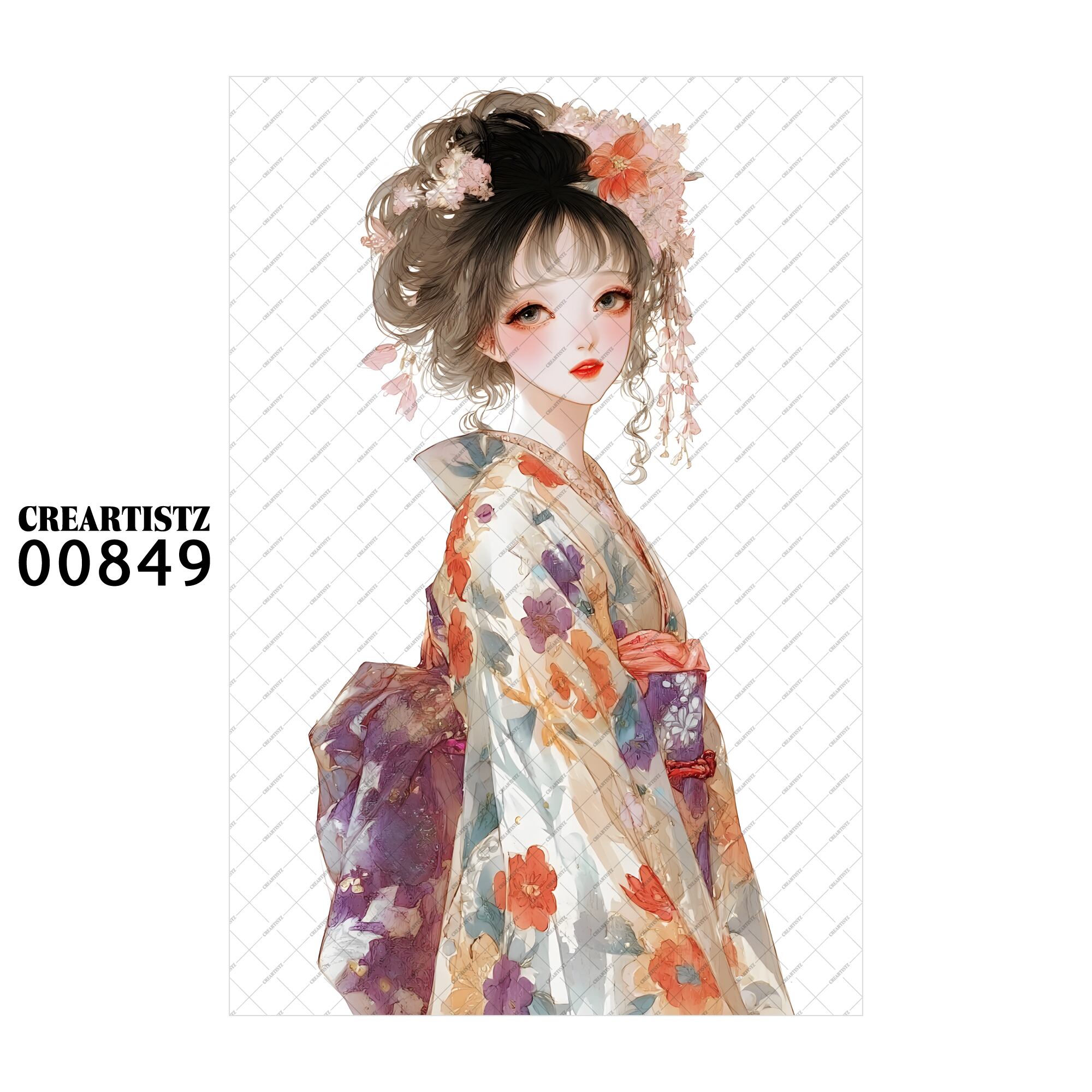 00849 ガール キュート オリジナル ペーパー/ステッカー 4枚セット CREARTISTZ
