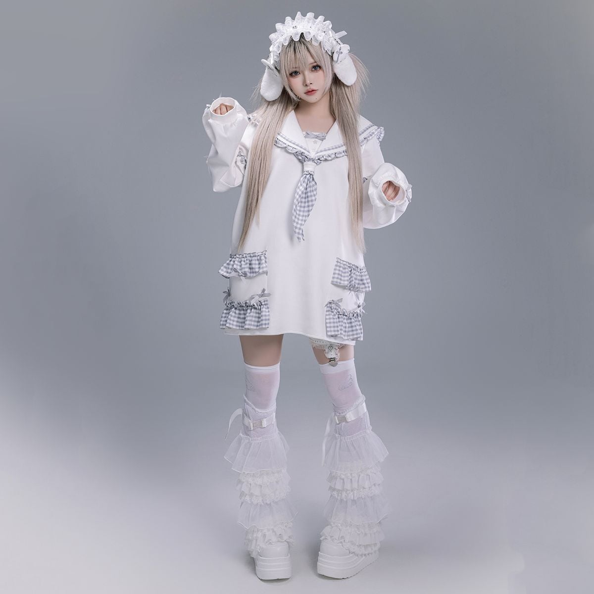 天使界隈セーラー襟オーバーサイズジャージトップス | Maiden's Rêve