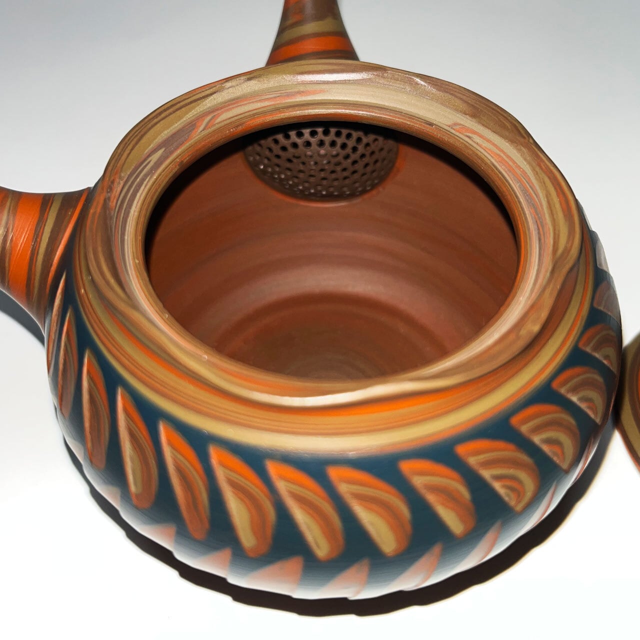 常滑焼 マーブル模様とカットデザインの練り込み急須 春山窯（春山造