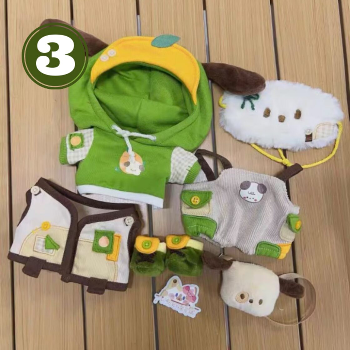 15cmぬい服】クマ・キツネ・ワンコセットコーデ 15cm着せ替え