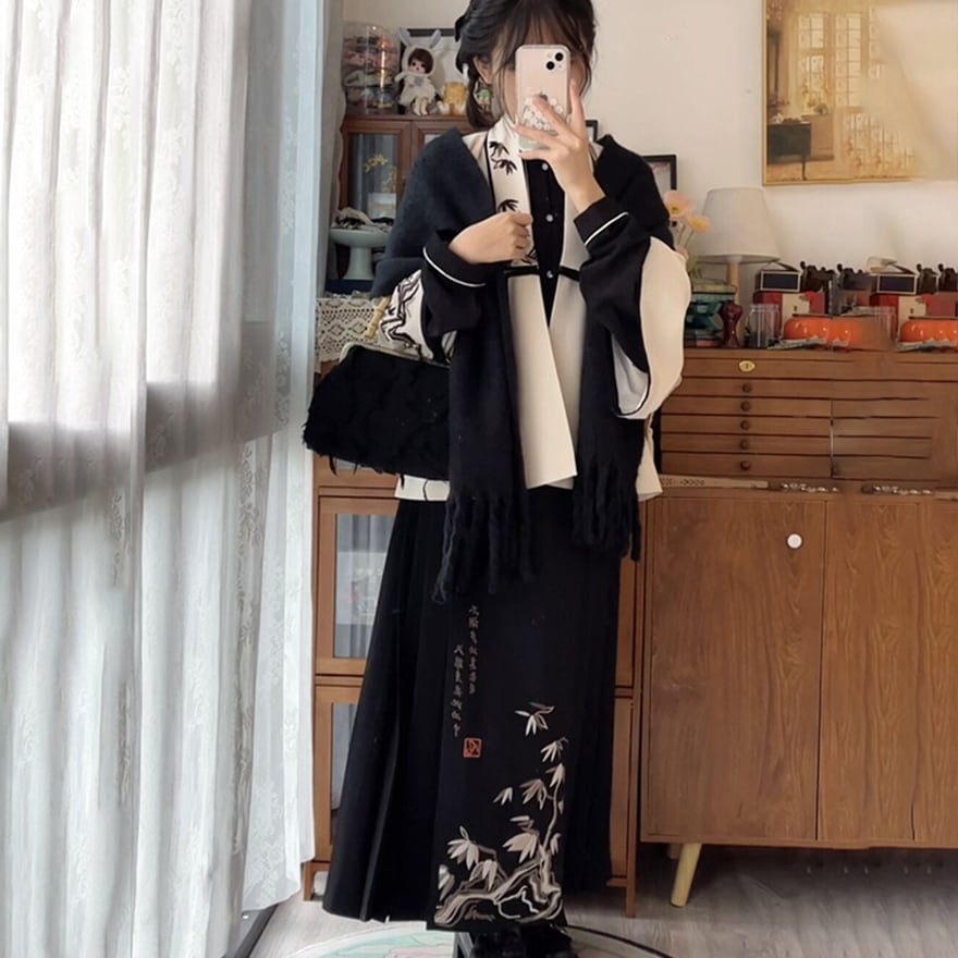 サブカル 服 地雷系 通販 納期30日 チャイナ服 漢服 長袖シャツ ワイドスリーブチャイナ服 大人増し きれいめ